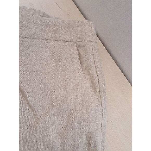 Talbots Linen Blend Cropped Pants Size 4P Beige Neutral Pull On Stretch - Picture 13 of 16